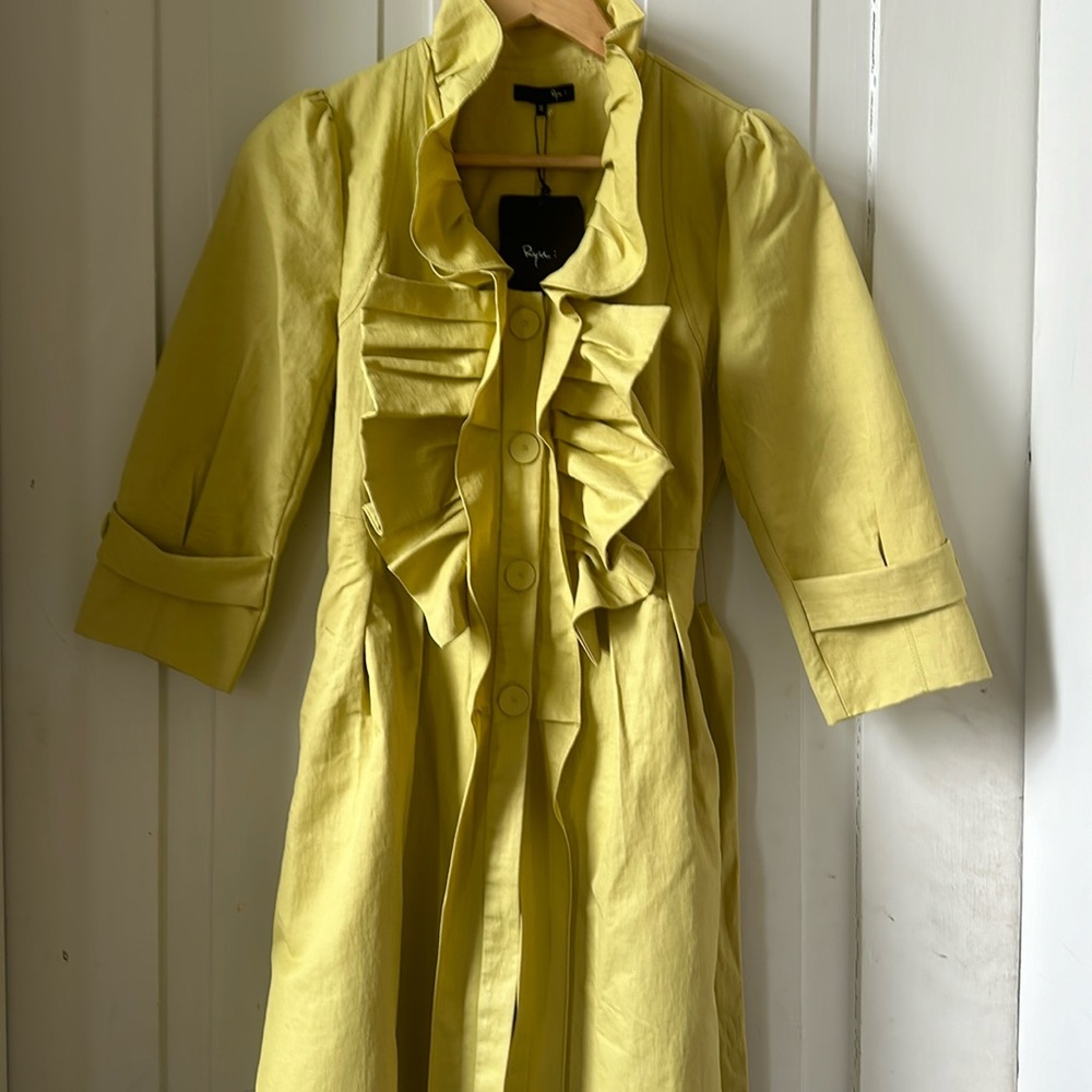 RYU 3/4 sleeve spring ruffle jacket yellow green